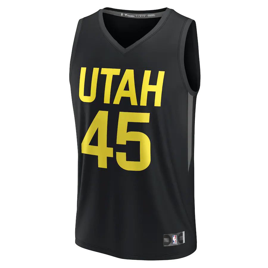 Men Utah Jazz #45 Donovan Mitchell Fanatics Branded Black Statement Edition 2022-23 Fast Break Replica Player NBA Jersey